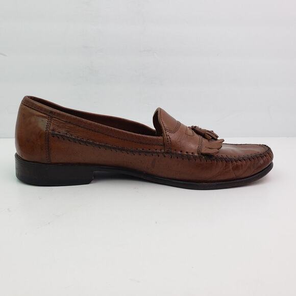 Bostonian Mens Size 11 Brown Leather Slip On Formal Tassel Loafer Shoes main image 8